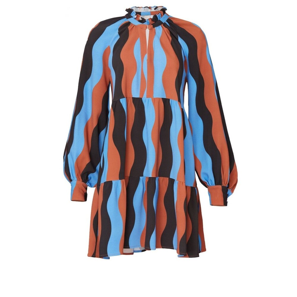 Stine Goya Jasmine Dress Tiered Shift Vibrant Mini Dress Size Small $420
